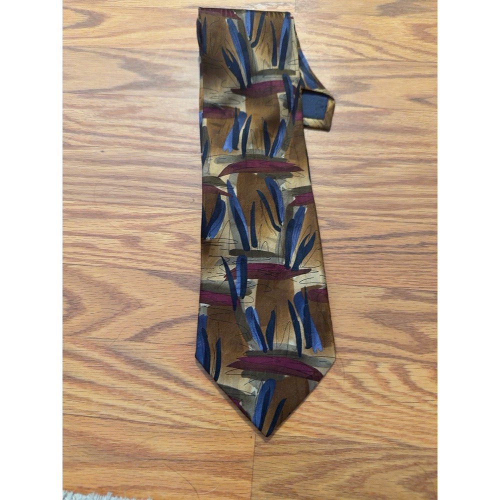 J. Garcia Oak Tree Collection Thirty-Two Abstract Art Silk Necktie Brown
